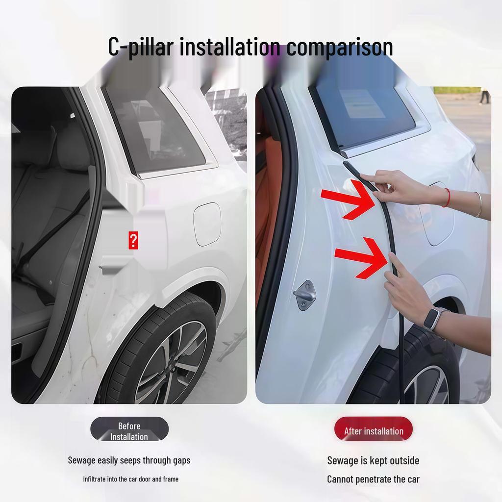 Универсальная уплотнительная полоса для задней стойки автомобиля (стойки C) - Звуко- и шумоизоляция, Пылезащитная, Противоударная резиновая полоса