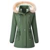 Womens Winter Parka Coat With Faux Fur Hood Sherpa Lining Drawstring Waist Warm Cotton Padded Outerwear