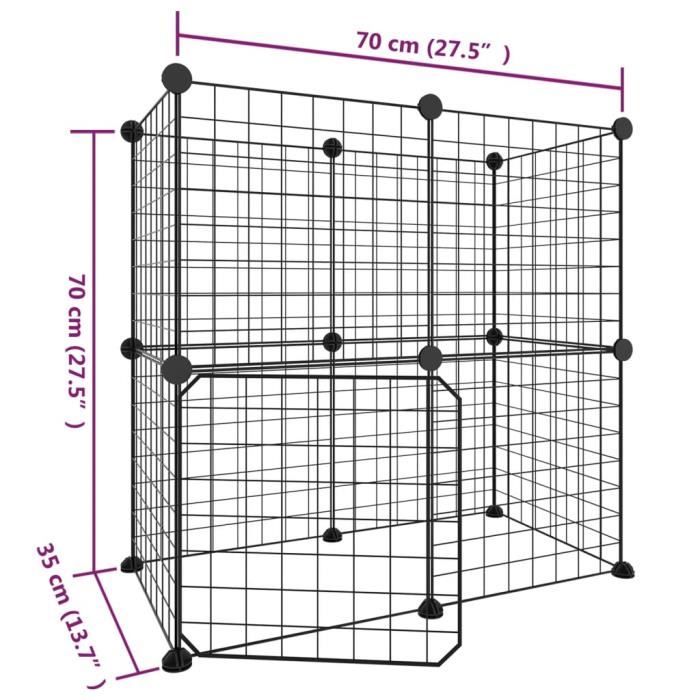 3114033 vidaXL Pet Cage with 12 Panels and Door Black 35x35 Cm