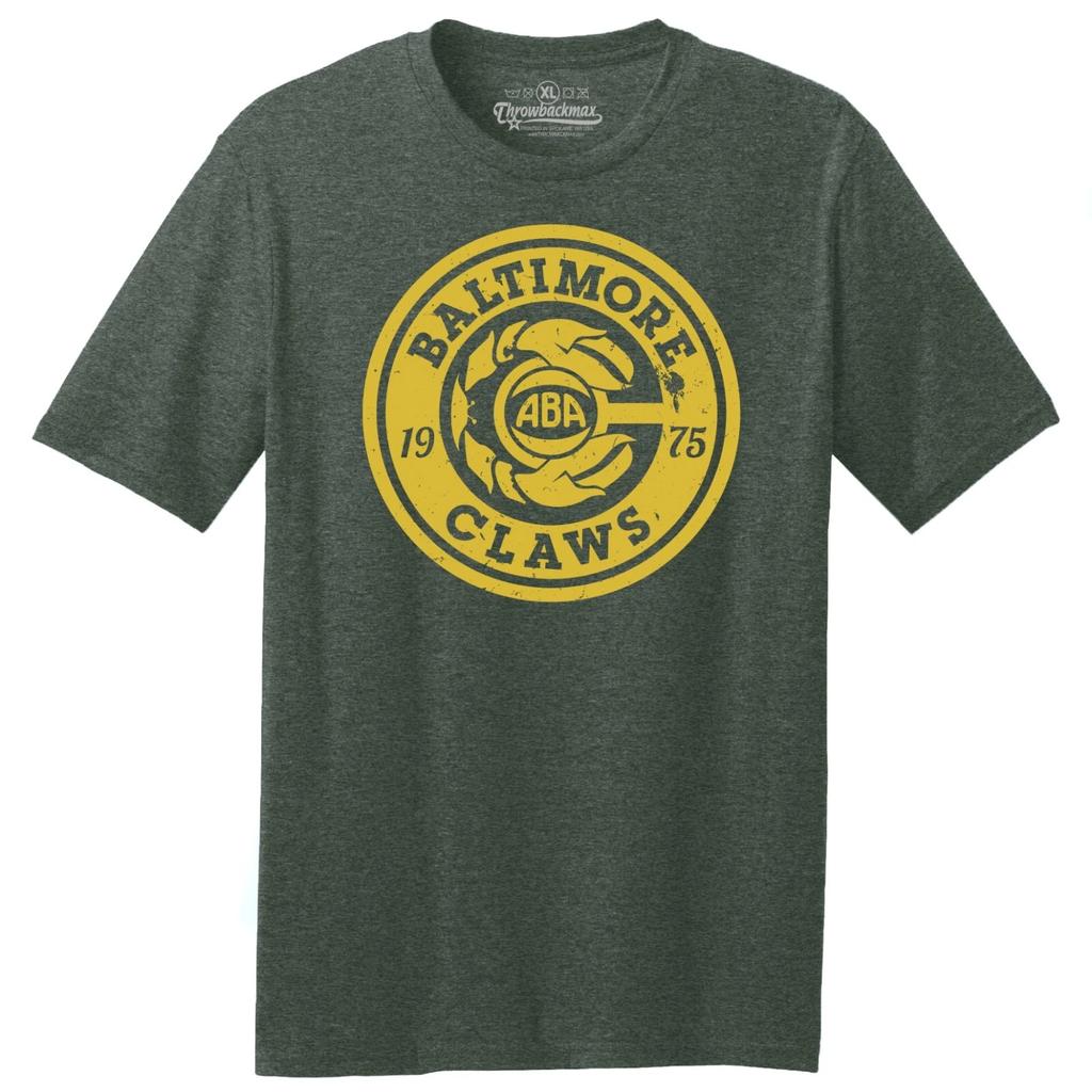 Baltimore Claws 1975 ABA Логотип Баскетбольная футболка TRI-BLEND - Зеленый меланж