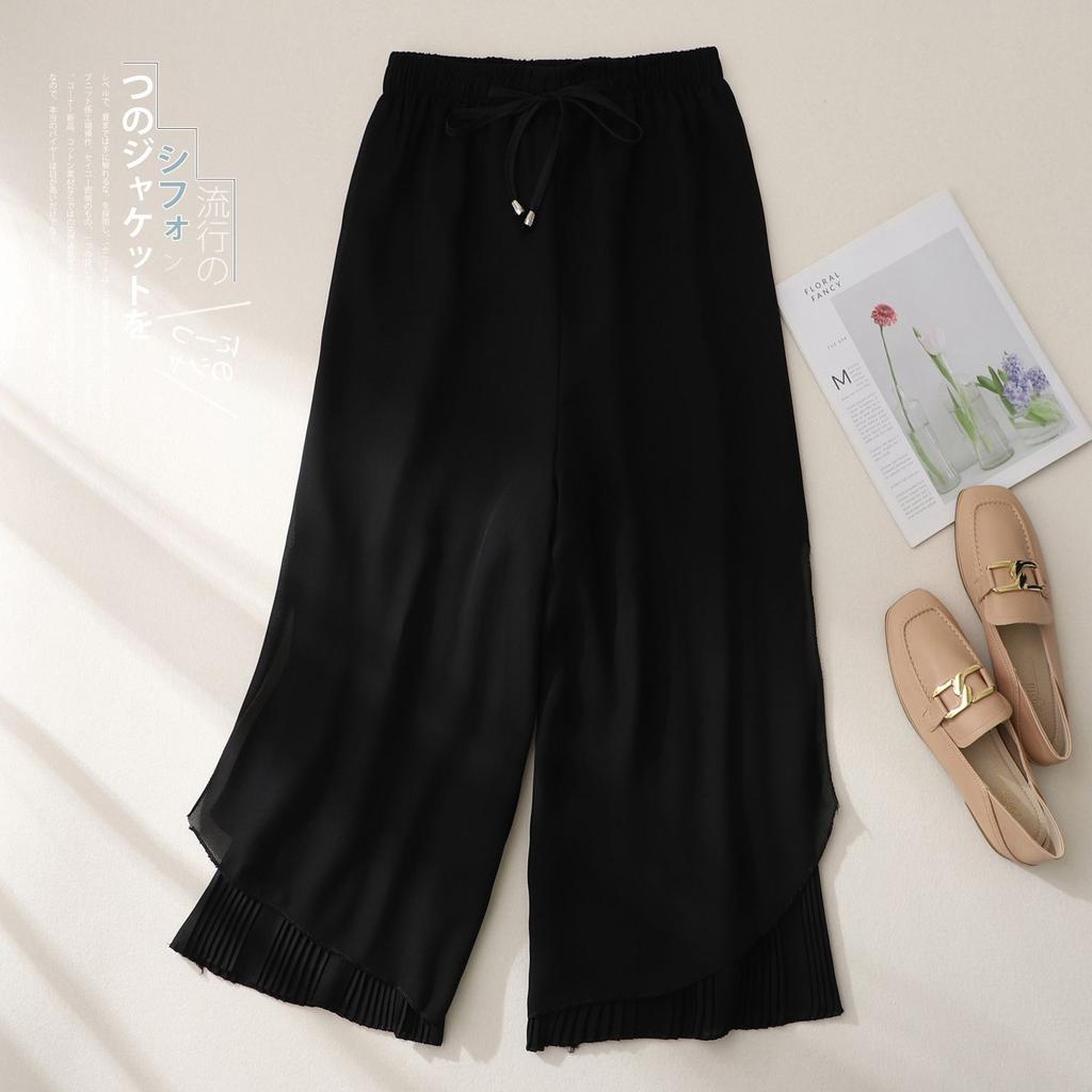 Летняя Новинка 9-дюймовая Юбка Шифон Свободные и Универсальные Висячие Широкие Брюки для Женщин