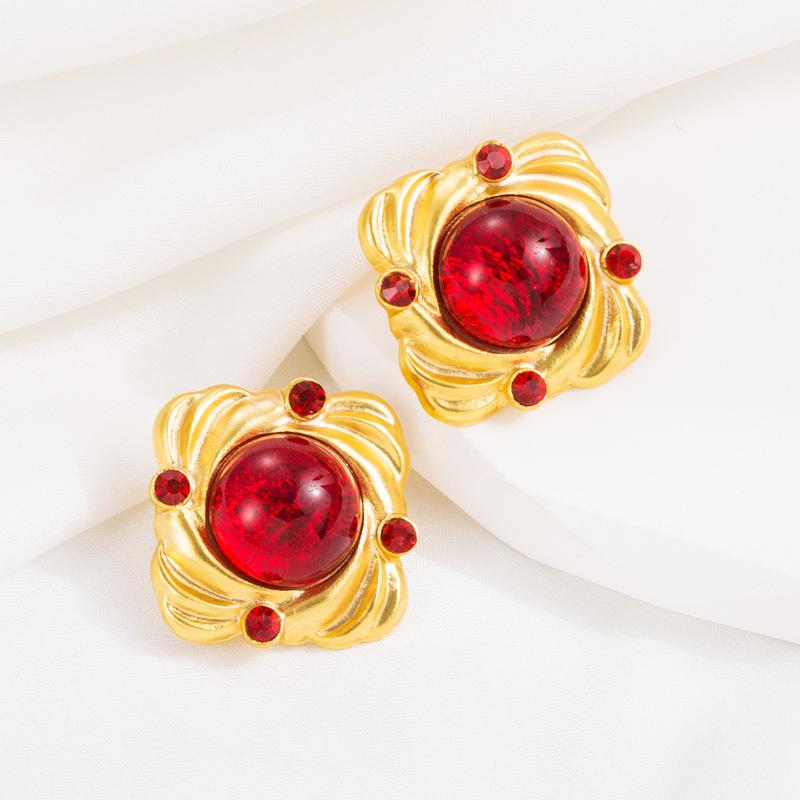 Женские серьги-гвоздики в стиле ретро, серьги-подвески из титанового стального сплава, акриловые хрустальные квадратные бусины, геометрические украшения для ушей