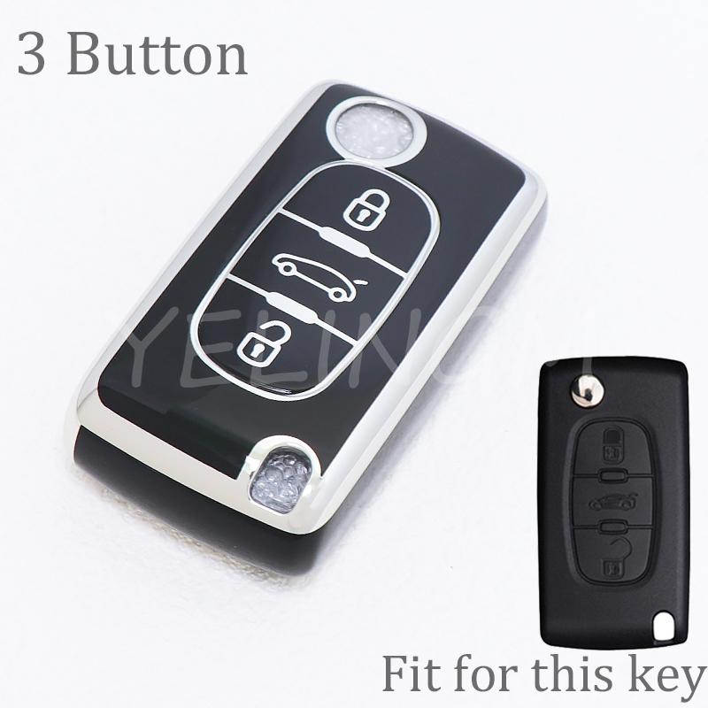 2 3-кнопочный чехол-футляр из ТПУ для ключа Peugeot Partner Tepee 207 307 308 407 Для Citroen C-Crosser C3 C4 Picasso Berlingo Держатель чехла