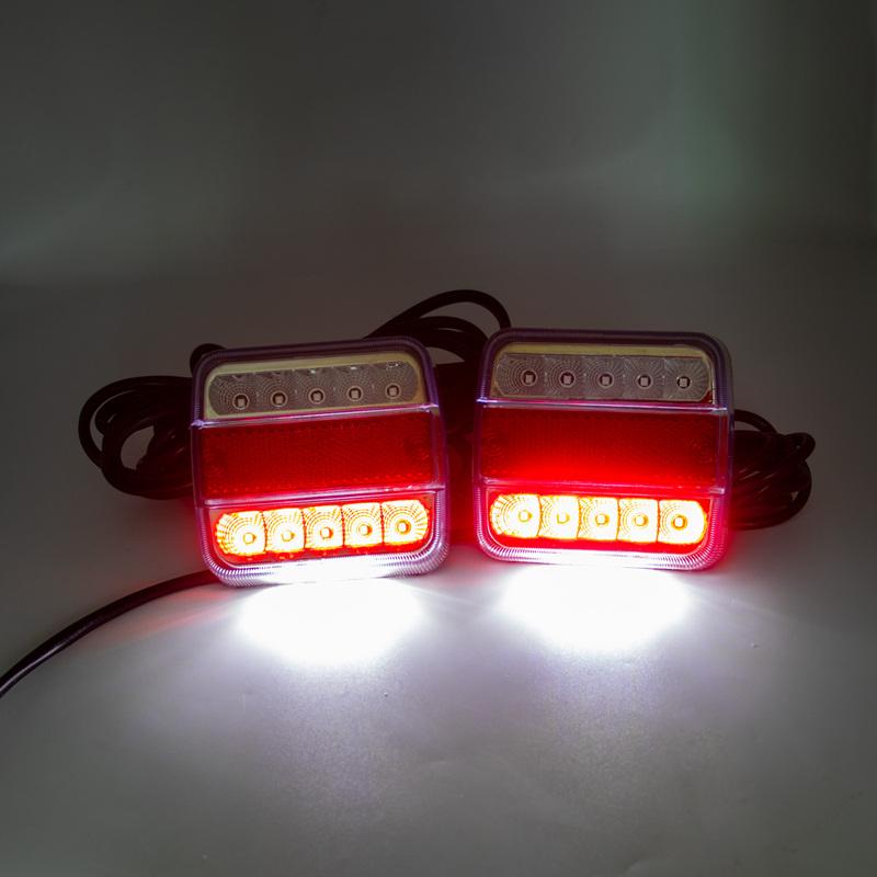 1 Set 12V Waterproof Rear Towing Tail Light 14 LED Trailer 10m Cable EN 7 Pin 10m Brake Lamp Stop License Number Plate Reflector