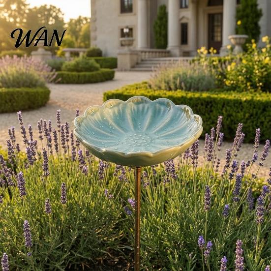 Bee Water Dish Ceramic Flower Feeder, Garden Watering Station, Outdoor Eco-friendly Pollinator Feeder Decorative Butterfly Cup for Thirsty Pollinators