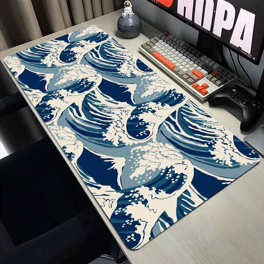 Japanese Blue Waves Art Mouse Pad XXL Gaming Rubber MousePads Large Office Long Mousepad Rubber Table Mat desk Accessories Rug