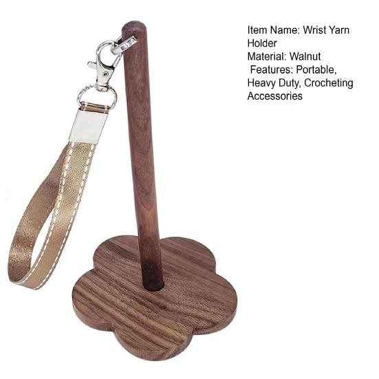 Портативный деревянный держатель пряжи на запястье с ремешком для вязания крючком и держателем для клубков пряжи
