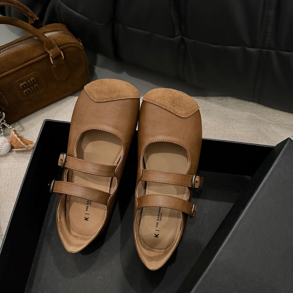 Mary Jane Women's Shoes Shallow Mouth Small Single Shoes 2024 New Korean Version Matte Leather Retro Soft Sole Niche Design Single Shoes Tide