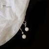 1 пара элегантных висячих серег во французском стиле из искусственного жемчуга, инкрустированные блестящими стразами, свадебные серьги с пряжкой, ювелирные аксессуары, подарок