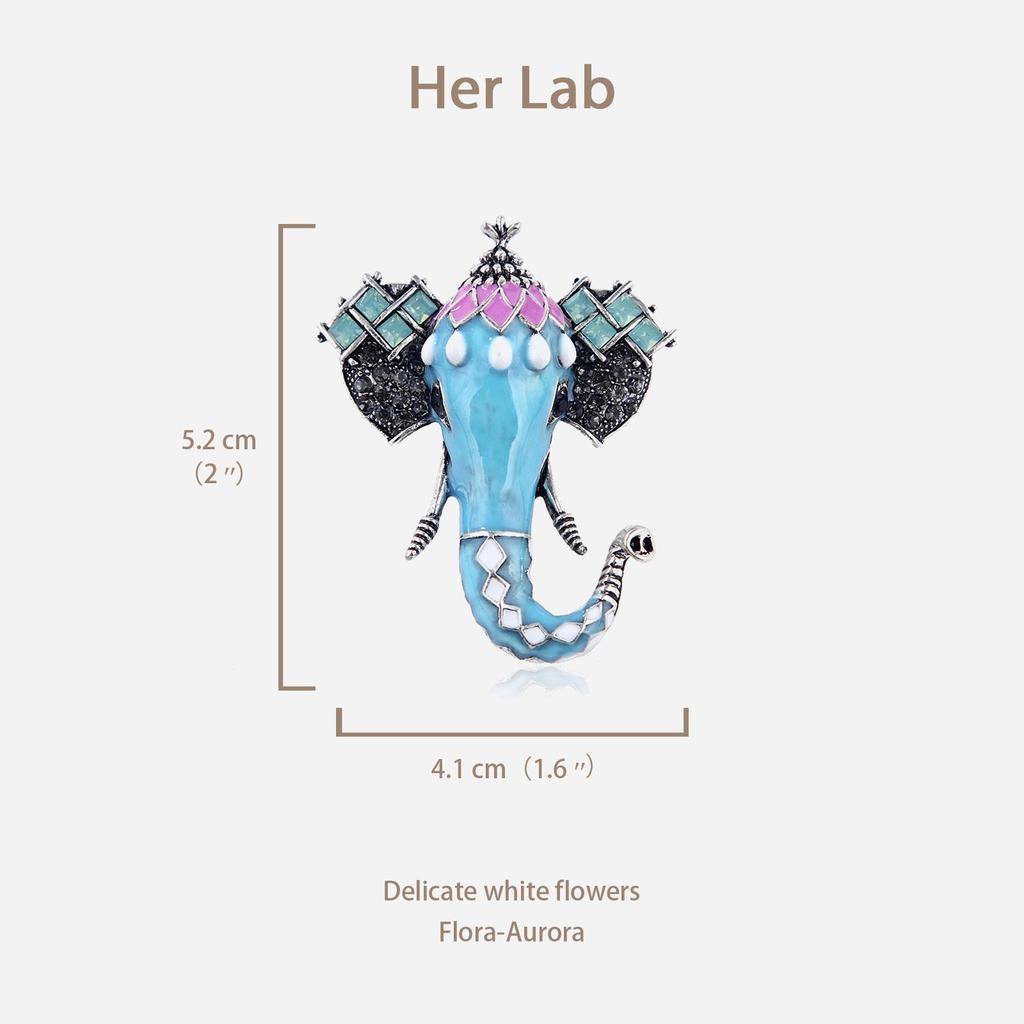 Her Lab | Великолепная тщательно продуманная костюмная брошь в стиле ар-деко со слоном, бирюзовой эмалью и цветными стразами