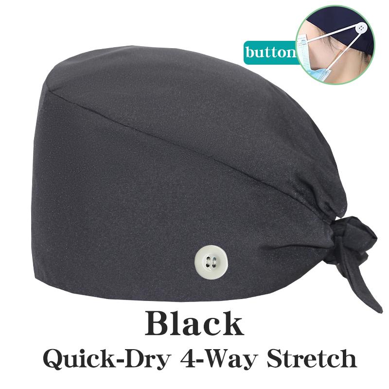 Customized Solid Color Dental Doctors Cap Women Men Nursing Hat Laboratory Pet Vet Breathable Medical Scrub Caps with Buttons