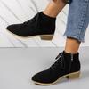 Ladies Winter Season Suede Coarse Heel Short Boots for Warmth Large 43 Zipper High Root Ankle Boots Botas De Mujer