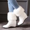 Fashion Big Size 33-43 Ladies Height Lncreasing Fur Ankle Boots Daily Concise Boots Women High Heels Shoes Woman Winter Botas Mujer33-43