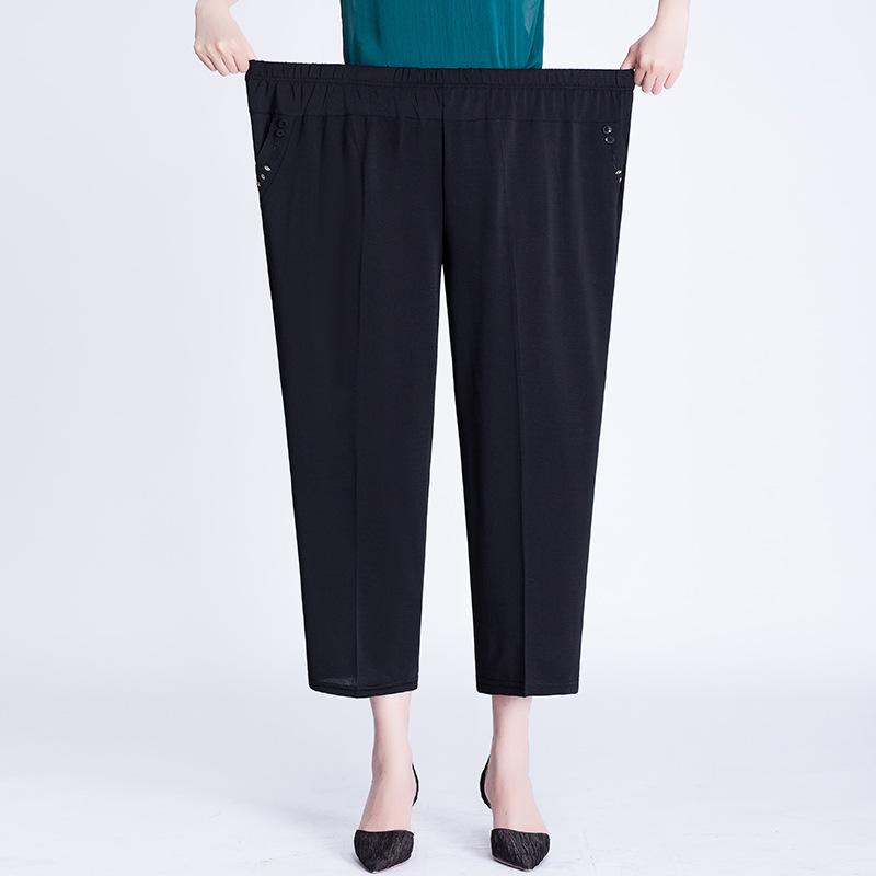 Летние женские брюки среднего и старшего возраста, тонкие эластичные свободные повседневные брюки с высокой талией 5XL, 6XL, 7XL, 8XL, женские прямые брюки