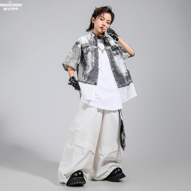 Kids Hip Hop Dance Outfit Set Boys Girls Streetwear Performance Costume With Accessories