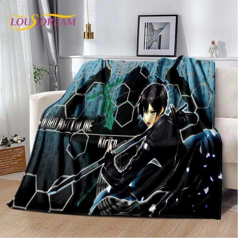 Мягкое плюшевое одеяло SAO Sword Art Online с рисунком аниме, фланелевое одеяло для гостиной, спальни, кровати, дивана, пикника, детей