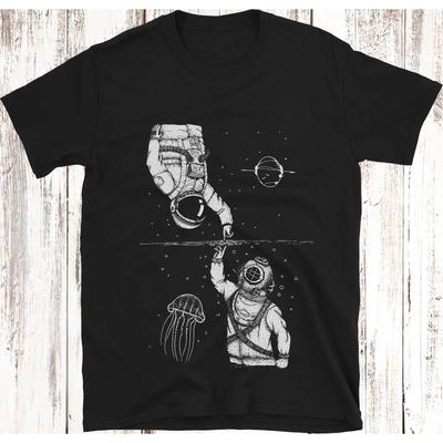 Astronaut And Deep Sea Diver T Shirt 100 Cotton Vintage Streetwear Versatile Graphic Unisex Fashion Breathable Slightly