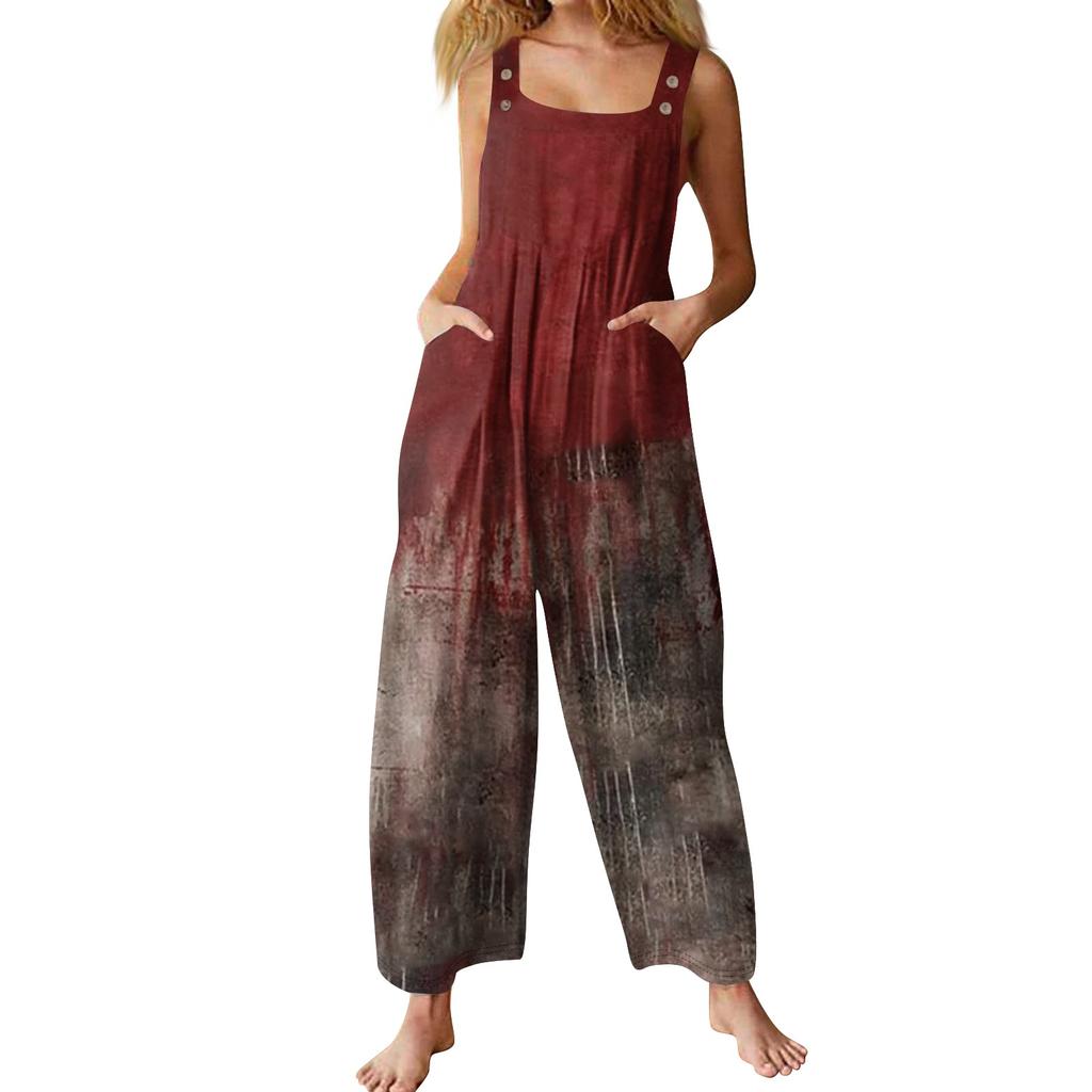 Женская мода ул.. Повседневный свободный ретро-комбинезон с подтяжками и принтом ко Дню Святого Патрика