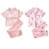 Детская домашняя одежда для девочек от 8 до 12 лет, рубашка с короткими рукавами, топ и брюки, костюм для сна с принтом