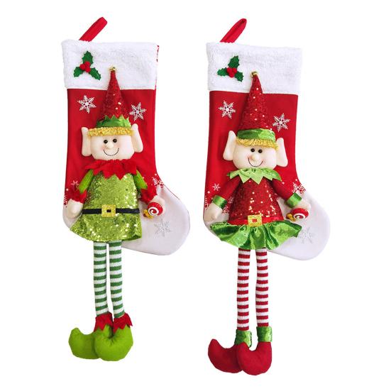 Рождественские чулки 3D Милая кукла-эльф Рождественские чулки Украшения Длинноногий эльф Подвесной