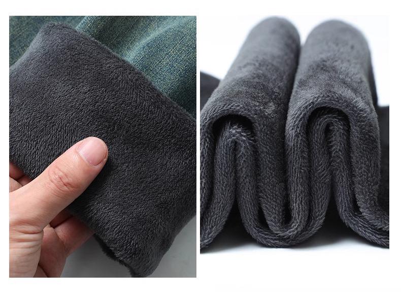 Женские джинсы-сигареты прямого кроя с высокой посадкой на флисовой подкладке: Мода Осень/Зима, Маленькая Длина Девять Девятых.