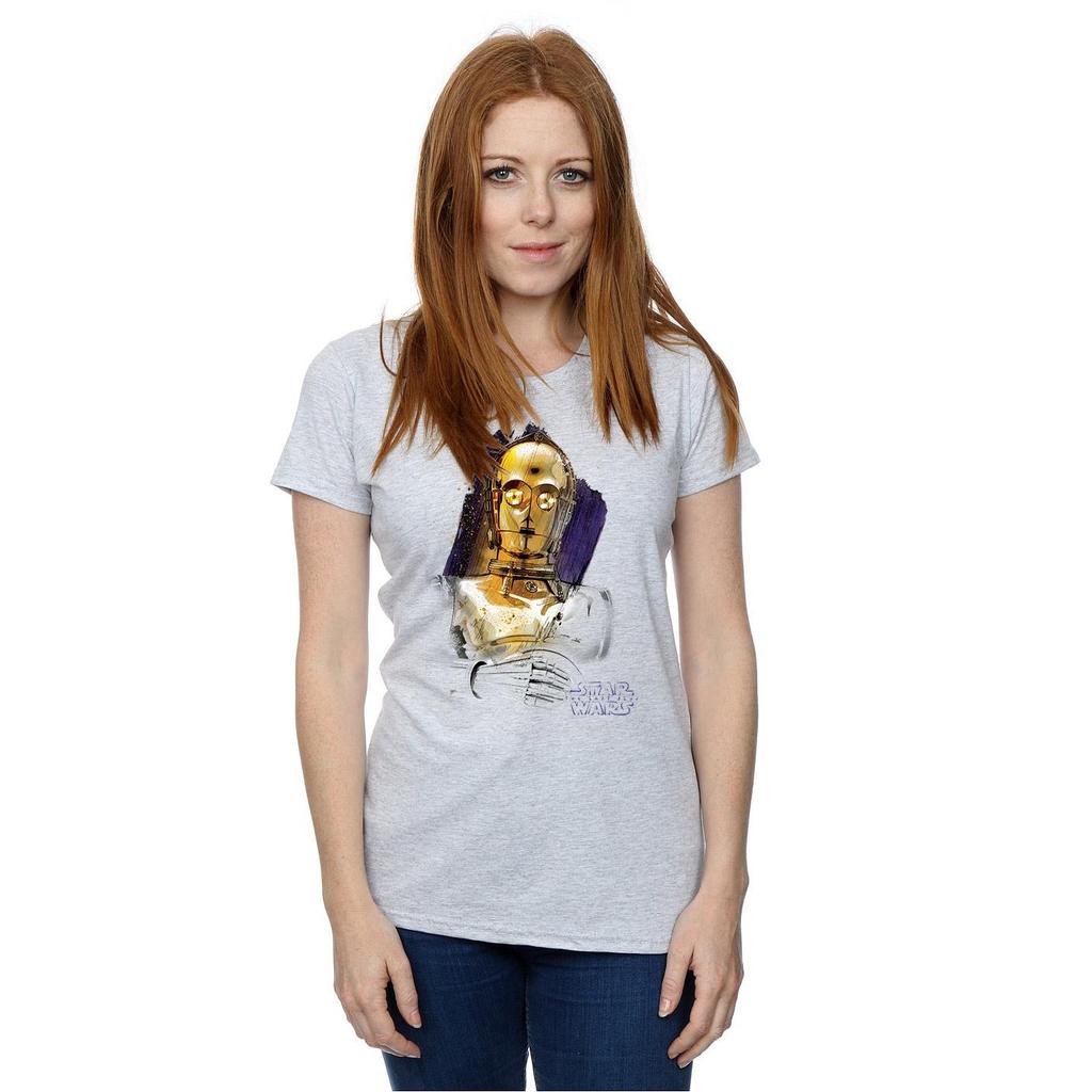 STAR WARS Womens/Ladies The Last Jedi C-3PO Brushed Cotton T-Shirt