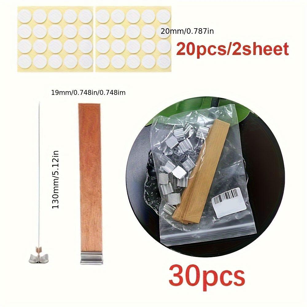 50 шт. Набор для изготовления свечей, высококачественный деревянный фитиль для свечей с зажимом, основа для поделок, плетеный парафиновый воск, горящий бездымный фитиль, наклейки