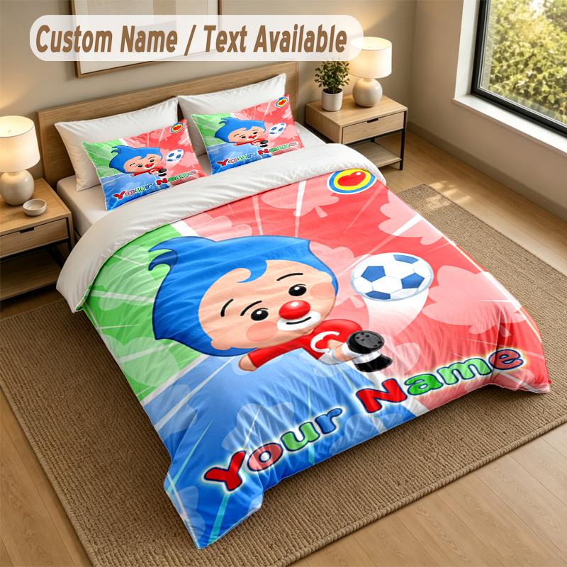 Custom Name Text Bedding 3Pcs Set,El Payaso Plim Plim 1 Duvet Cover 2 Pillowcases Soft Bed Linen For Gift