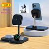 3-in-1 Magnetic Wireless Charger Stand with Cooling Fan for iPhone, Earbuds, and Watch
