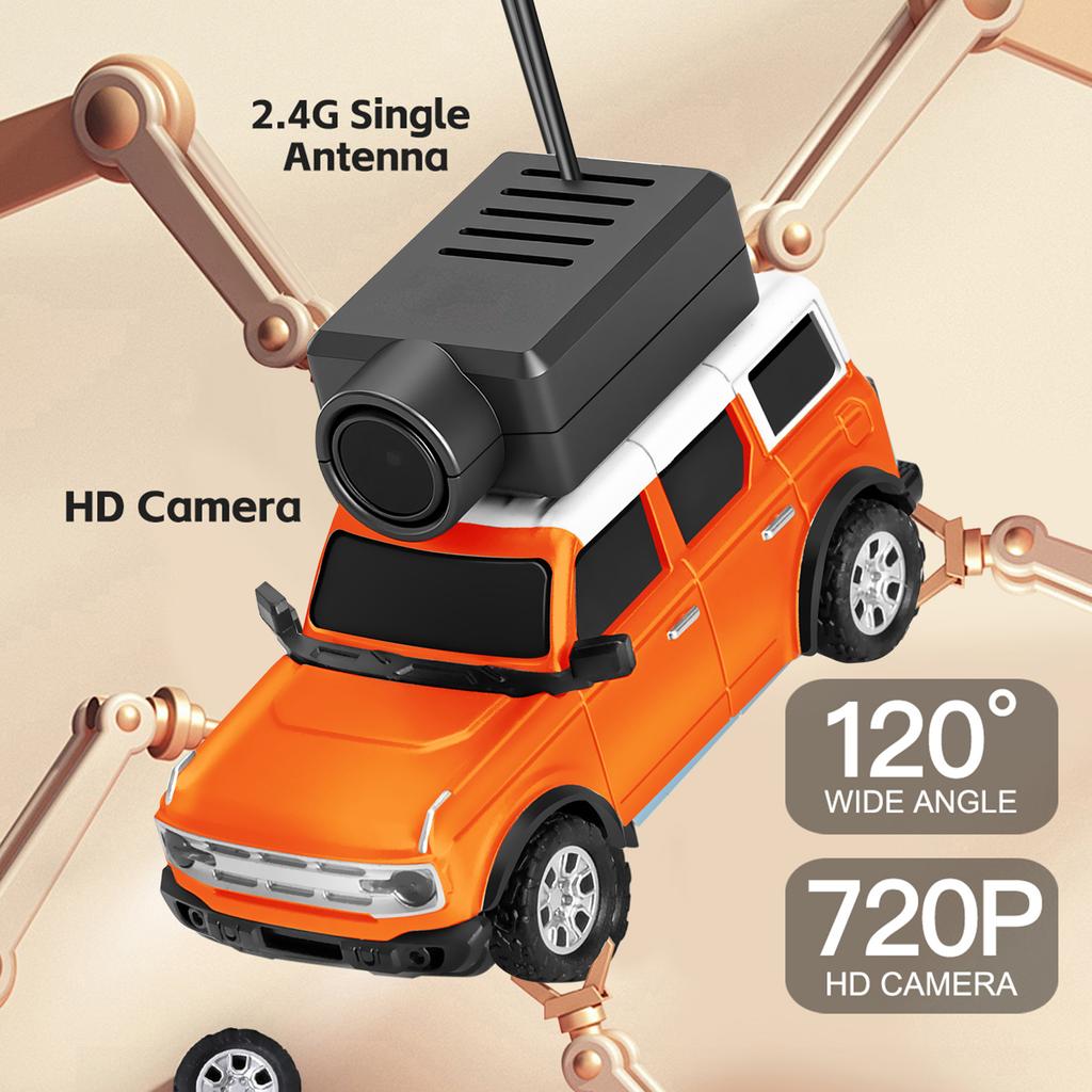 1:64 Mini RC Car, 2.4G FPV Remote Control Toy Car with HD Camera, Gyro, LED Ambient Light, APP Controlled Vehicle for