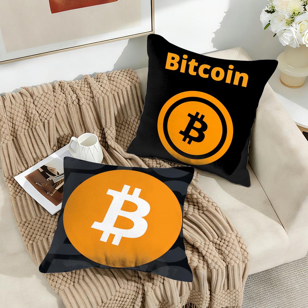 Bitcoin Криптовалюта Btc Наволочка Шелковистый Короткий Плюш Невидимая Молния Пылезащитная Наволочка для Подушки на Диван Для Домашнего Декора