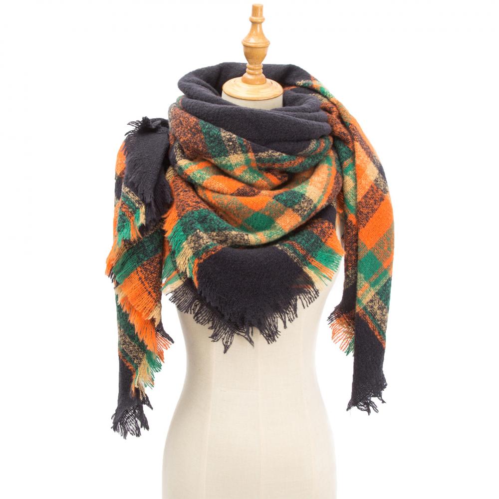 Spring Autumn Winter Shawl Ladies Plaid Triangle Scarf