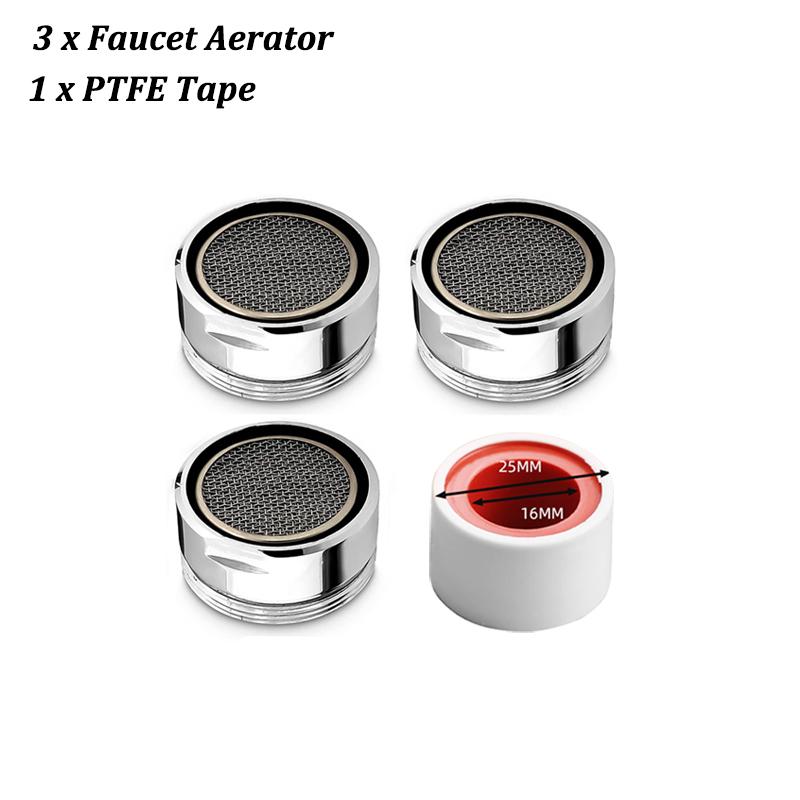 3Pcs Brass Kitchen Faucet Aerator Tap Water Saving Splash-proof Filter Replaceable Bathroom Bubbler Nozzle Faucet Accessories