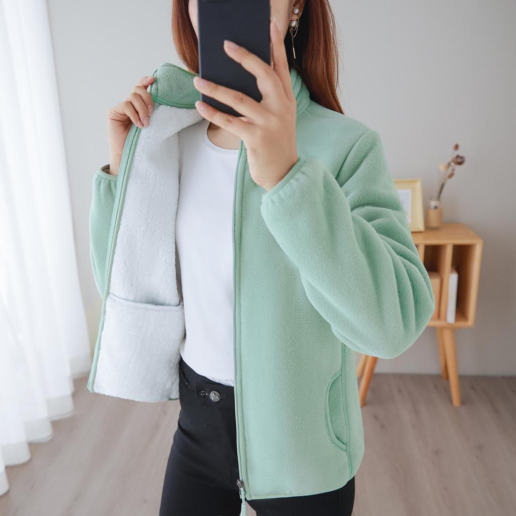 Women's Fleece Jacket for Autumn and Winter, Thickened Fleece Warm Coat, Double-sided Fleece Top