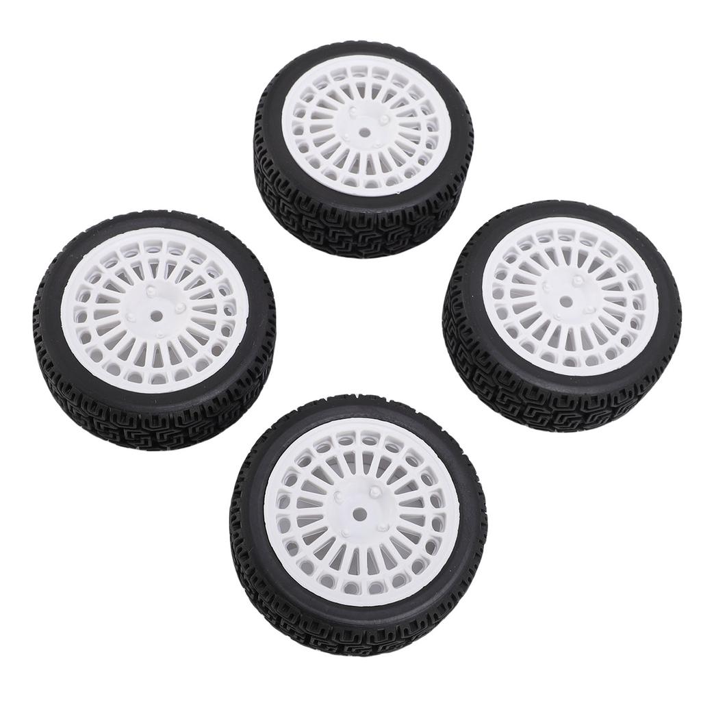 4PCS 1 10 RC Rally Car Tires Replacement for Tamiya TT01 Xv02 Sturdy Plastic 70mm RC Car Maze Tire Wheel Rim White