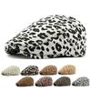 Весна Осень Берет Женская Вельветовая Кепка Леопардовый Принт Кепка Форвард