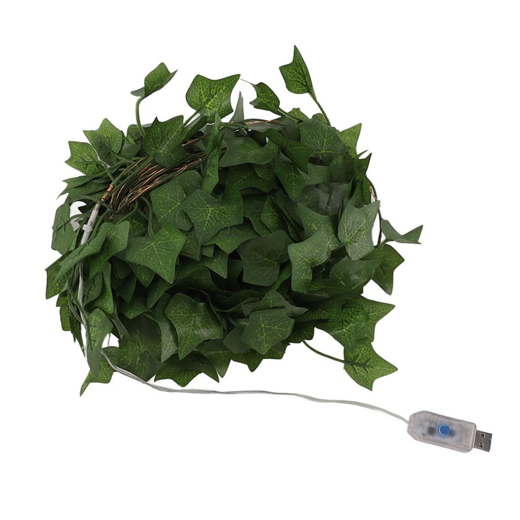 Artificial Vine String Light Maple Green Leaf Garland Outdoor Courtyard Decoration USB with Remote