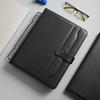 A4 Leather Document Holder with Snap Button, Calculator & Manager Clip