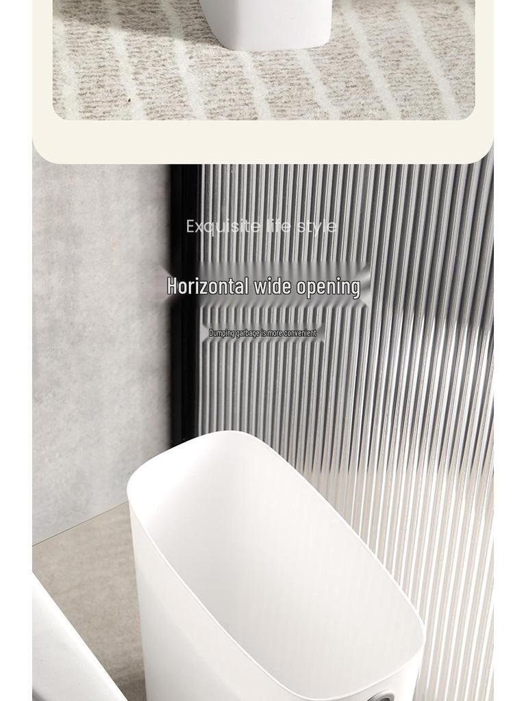 Gap-Friendly Lidless Trash Can for Home - Living Room, Bathroom, Kitchen