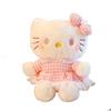 Hello Kitty Plush Toy With Checkered Dress And Bow Decor For Collectors And Kids