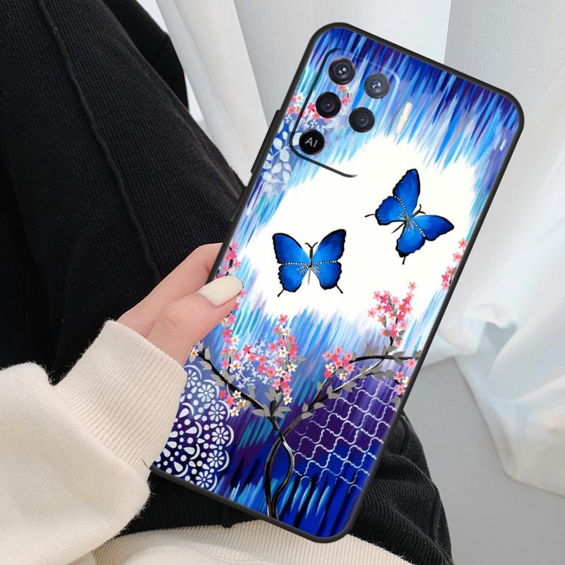 Butterfly Flower Case For Oppo A54 A74 A94 A18 A57 A17 A77 A38 A58 A78 A98 A80 A60 A40 A96 A76 A16 A15 A5 Pro