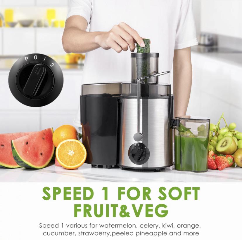 Large-Caliber Juicer for Household & Commercial - Separates Juice & Pulp, No-Cut Design for Fruits, Vegetables, Celery, Sugarcane, & Milk Tea