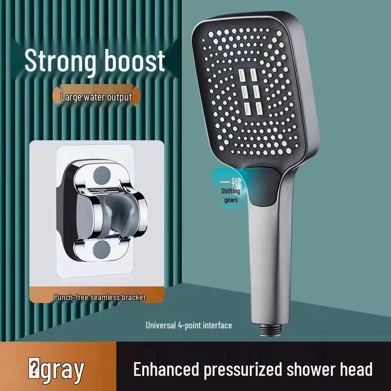 Большая панельная напорная ручная душевая лейка в комплекте с кронштейном и шлангом