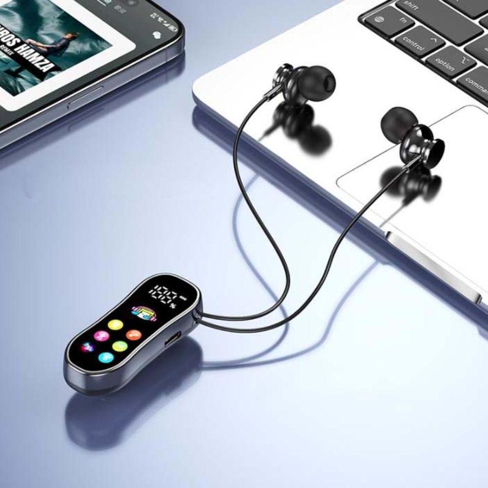 LED Screen Lavalier Bluetooth Earphones Ultra Long Battery Life Wireless Headphones K-song
