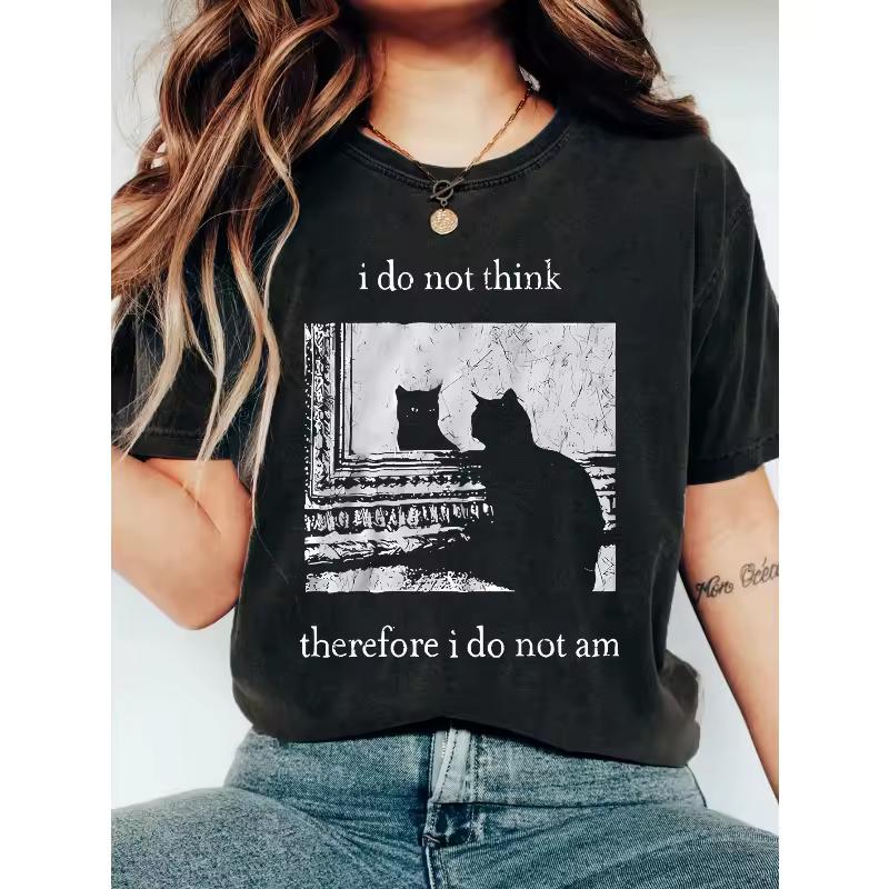 2026 Spring/Summer New Product: Women's round neck cat print short sleeved summer casual T-shirt