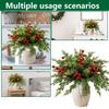 Yousheng 30/45Pcs Artificial Norfolk Pine Branch Christmas Red Berry Picks Faux Greenery Stem DIY Crafts Vase Garland Wreath Holiday Party Decoration