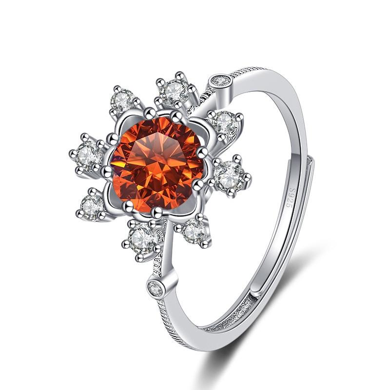 Bague Ringen Ювелирные изделия с муассанитом и бриллиантами, 1 карат, восемь сердец, восемь стрел, кольцо из стерлингового серебра S925 со снежинкой, кольца регулируемого размера