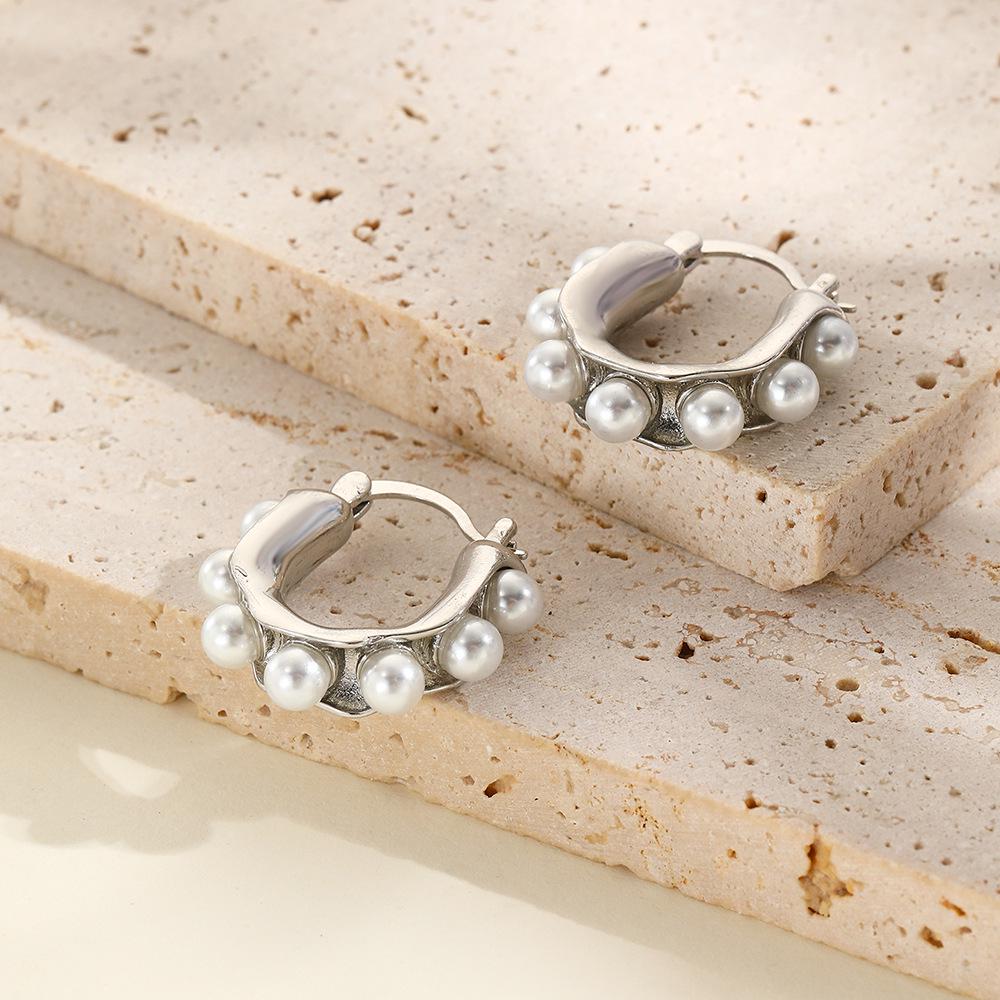 Элегантные геометрические серьги U-образной формы с искусственным жемчугом