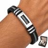 Silver Men' Titanium Bracelet Black Adjustable Diamond Gift
