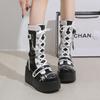 Kawaii Sweet New Gothic Platform Mid Calf Boots Women Street Autumn Wedges High Heels Punk Boots Girls Cute Cosplay Women Shoes